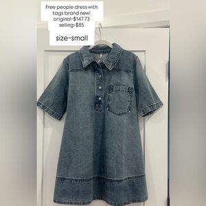Free People Blue Denim Casual Dress